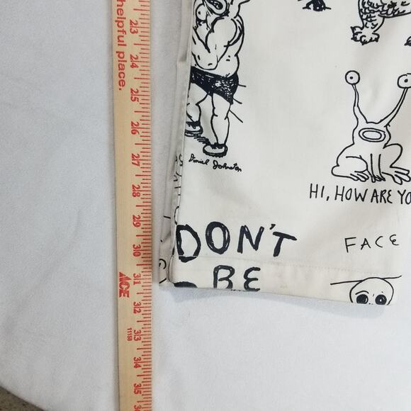 Vans Authentic Chino Mens 30 Cream Daniel Johnston Art Print Pants Loose Fit - Picture 12 of 13